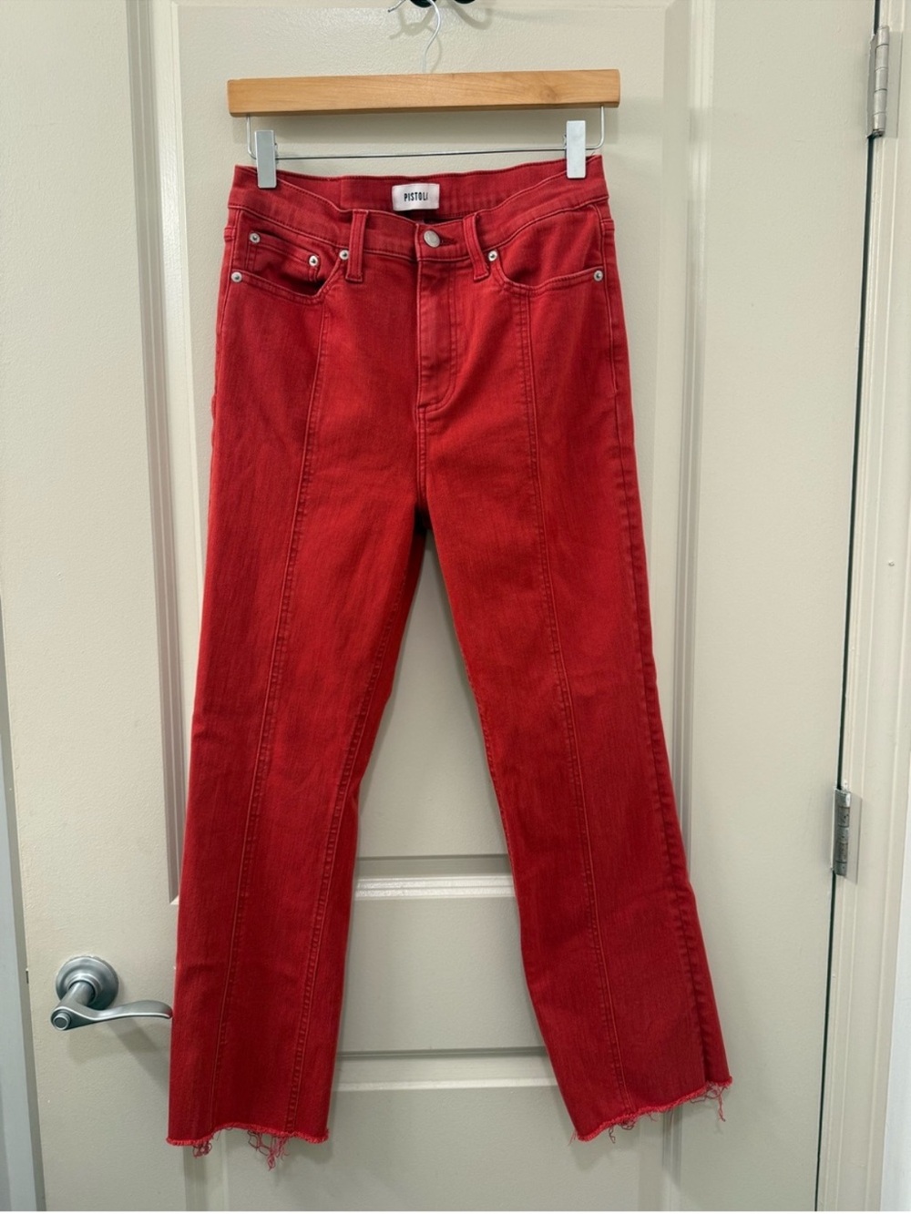 Pistola Lennon Seamed Bootcut Jeans in Red/Rouge Wash Size 28
